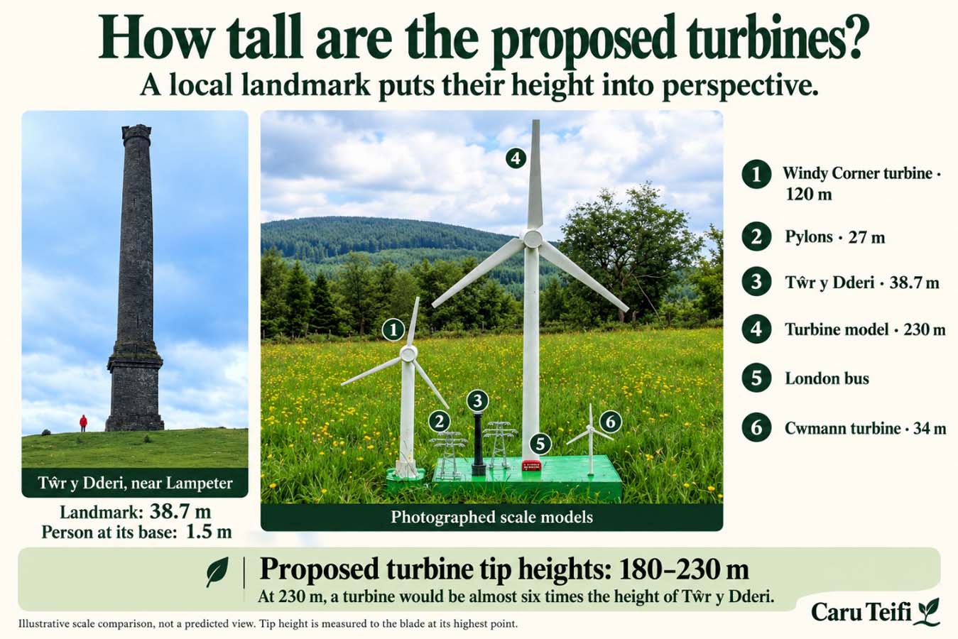 How tall are the proposed wind turbines